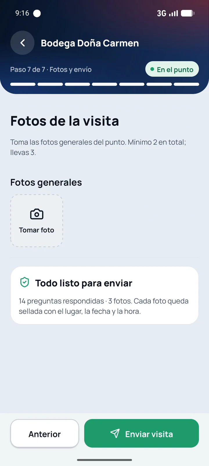 Fotos de la visita tomadas con la cámara de la app